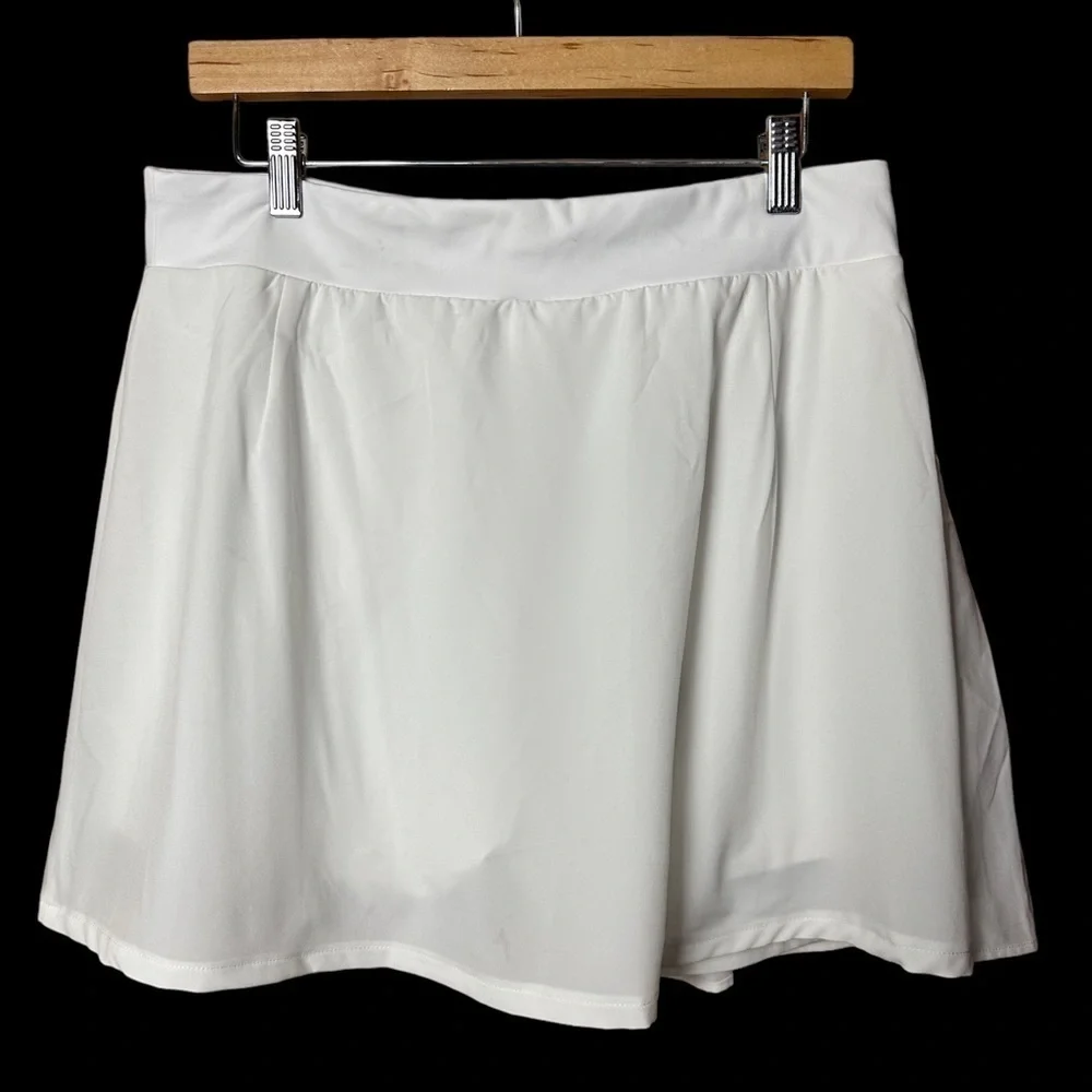 J Crew Pleated Active Skort Skirt White Large NWT
